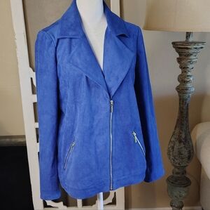 Blue Faux Suede Chico's Women's Moto Style Jacket